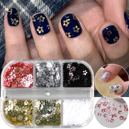 1Box Flower Glitter Nail Sequins Kawaii Mini Golden Laser Silvery Love Nail Flake Star DIY Nail Charm Supplies Nail Decoration