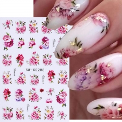 1Pcs Spring Summer 3D Flower Nail Stickers Pink Rose Peony Cherry Blossom Nail Art Decals Fashion Girl Adhesive Slider Spring Manicure Nail Sticker
