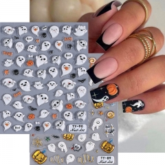 1Pcs Halloween 5D Emboss Nail Art Stickers Cartoon Cute Pumpkin Ghost Bat Decal DIY Self Adhesive Manicure Decor Nail Sticker