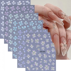 1Pcs Spring Shell Flower Design Nail Stickers White Purple Flower Simple Easy DIY Nail Art Decoration Perfect Stick Quality Nail Sticker