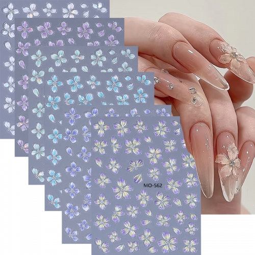 1Pcs Spring Shell Flower Design Nail Stickers White Purple Flower Simple Easy DIY Nail Art Decoration Perfect Stick Quality Nail Sticker