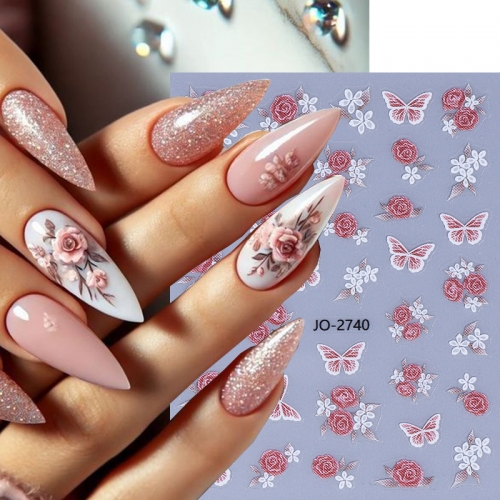 1Pcs Pink Blue Butterfly Nail Art Stickers Animal White Rabbit Nail Art Supplies Nail Art Decals Butterfly Flowers Nail Art Supplies Nail Stickerv