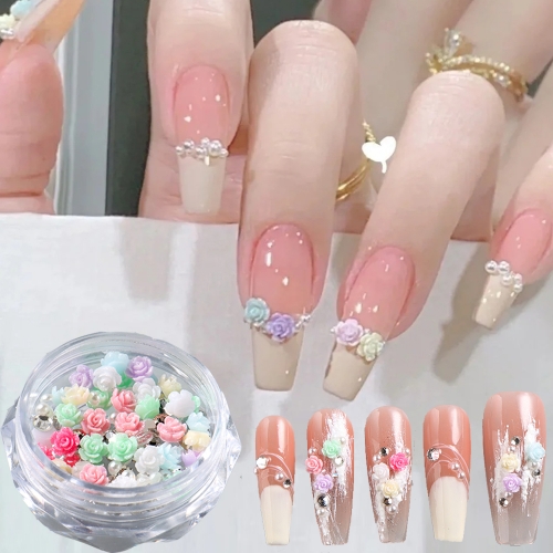 1jar Random Mixed Resin Flowers Nail Art Accessories Rose Nail Art Decorations Accessories Manicure DIY Crafts
