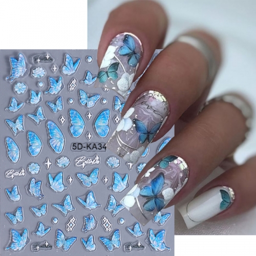 1Pcs New Summer White Bowknot Nail Art Stickers Colorful Butterfly Nail Art Decoration Adhesive Decals Slider Manicure Accessory Nail Sticker