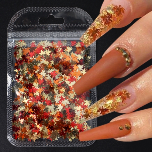 1bag Mixed Maple Leaf Glitter Sequins Epoxy Resin Mould Filled Red Orange Falling Leaf Sheet DIY Craft Decoration Accessories