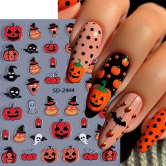 1Pcs Pumpkin Nail Art Sticker Halloween Ghost Witch Hat Spider Acrylic Nail Gel Self-adhesive Sliders Stickers Decorations Manicure Nail Sticker 