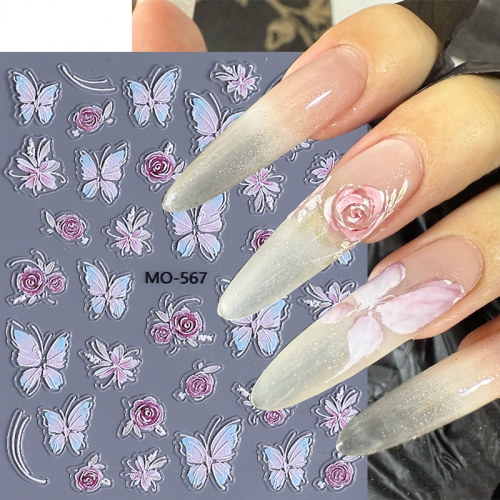 1Pcs Laser Butterfly Nail Art Stickers Decals Embossed Shell Nail Decals Shell Light Butterfly Nail Designs Sticker Manicure Accessories Nail Stick