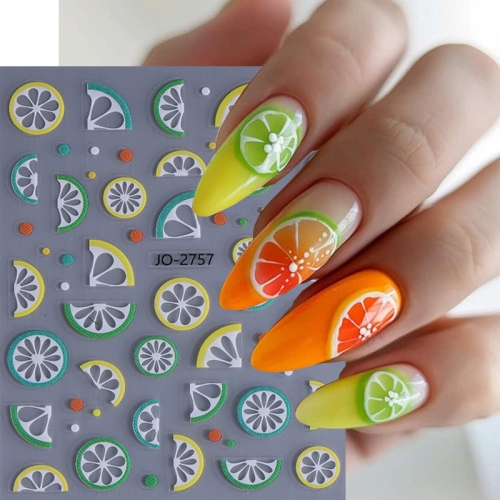 1Pcs Nail Art Decals Summer Lovely Strawberry Lemon Cherry Peach Adhesive Sliders Nail Stickers Decoration For Nail Tips Beauty Nail Sticker 