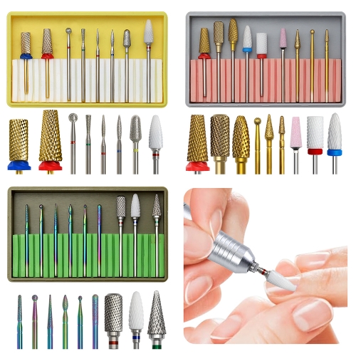 1Set Alloy Tungsten Steel Nail Drill Bits Kits To Remove Cuticle Nail Art Grinding Head Tool Ceramic Nail Polishing Tool