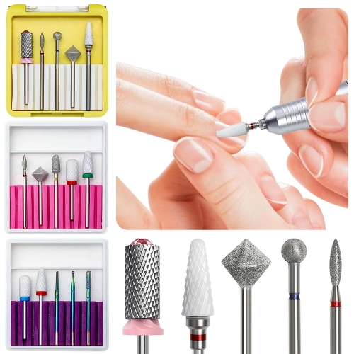 1Set Nail Drill Bits Set Quartz Scrub Stone Diamond Wool Milling Cutter for Manicure Tools Grinding Mill Pedicure Kit Nail Tools 
