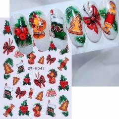 1Pcs Christmas Nail Stickers Decals Snowman Reindeer Snowflakes Design Winter 3D Self-Adhesive Nail Art Decoration Nail Sticker