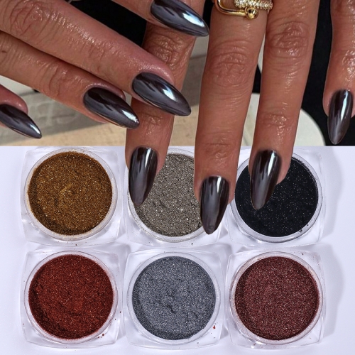 1Jar Laser Magic Mirror Chrome Nail Glitter Powder Gold Silver Metallic Holographic Mirror Effect UV Rubbing Dust Shiny Fine Flash Nail Decoration
