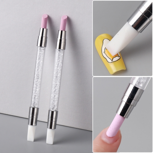 1pcs Dual Ended Sculpture Pen Nail Polish 3D Flower Carving Pen Rhinestone Nail Art Silicone Pen Brushes Dotting Nail Tool