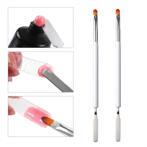 1pcs Gel Brush & Picker 2 IN 1 Design Nail Brush and Spatula Gel Nail Brush Tool for Acrylic Nails Extension Gel
