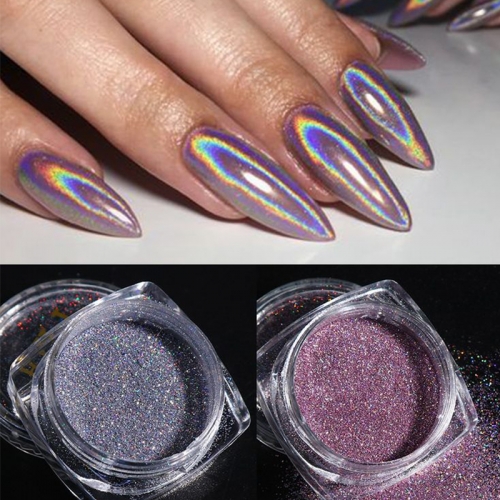 1Box Laser Pink Nail Glitter Holographic Powder for Nails Mirror Polishing Chrome Pigments Shimmer Dip Powders Nail Art Decorations