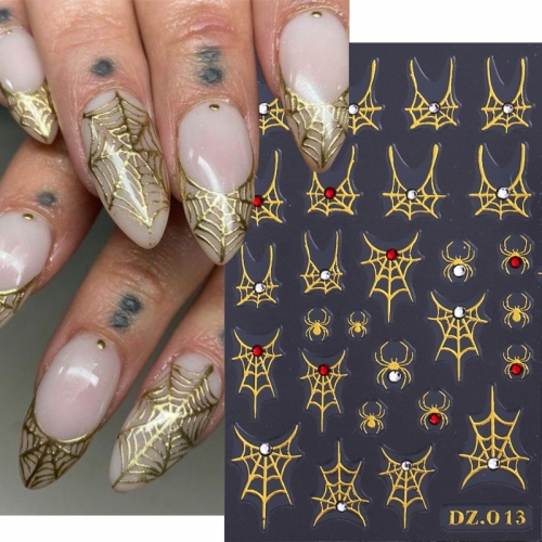 1Pcs Halloween Laser Nail Stickers Cute Spider Nail Slide Decals Nail Supplies Manicure Decoration Nail Sticker
