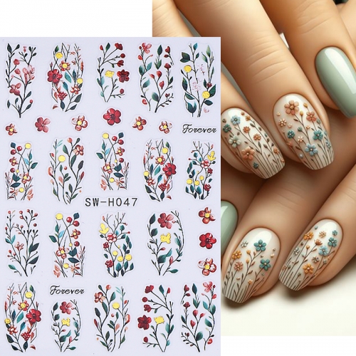 1Pcs 5D Colors Tulip Flower Embossed Nail Art Decals Bouquet Wedding Stickers Decoration Abstract Floral Leaf Dreamcatcher Sliders Nail Sticker