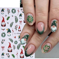 1Pcs Kawaii Christmas Santa Claus Slider 3D Cartoon Colored Light Decals Gingerbread Man Luminous X-Mas Plants Nail Sticker