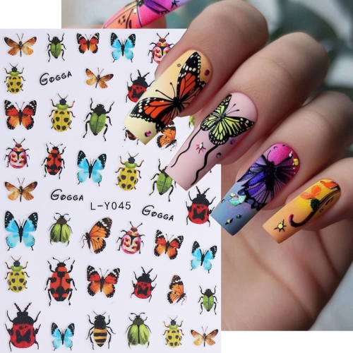 1Pcs 3D Nail Art Decals Spring Yellow Sun Flowers Colors Butterfly Bees Daisy Nail Stickers Decoration For Nail Sticker