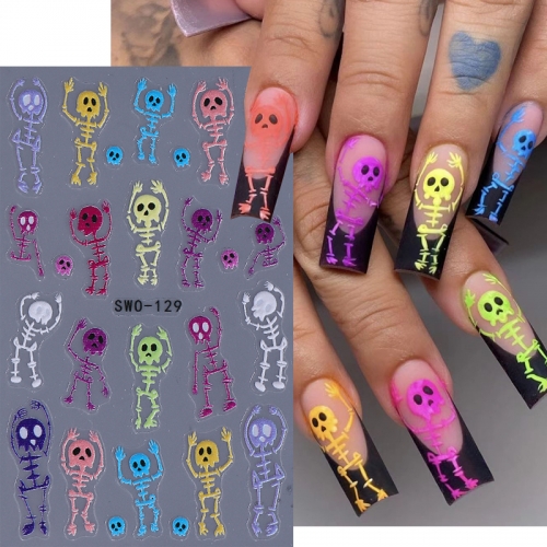 1Pcs Colors Spider Halloween Nail Art Stickers 3D Embossed Self-Adhesive Skull Nail Art Decoration Decals Manicure DIY Nail Sticker