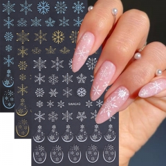 1Pcs Winter Snowflake Snowman Nail Stickers Winter Christmas Nail Art Decoration Gold Silver Christmas Tree Nail Art Stickers