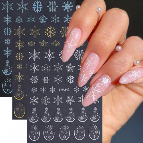 1Pcs Winter Snowflake Snowman Nail Stickers Winter Christmas Nail Art Decoration Gold Silver Christmas Tree Nail Art Stickers