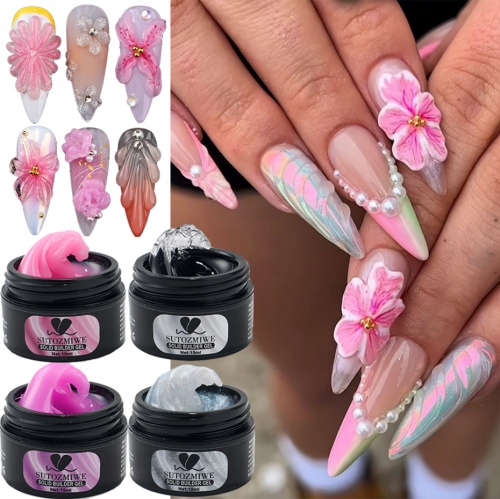 1jar Non-Sticky Clear Solid Nail Builder UV Gel Acrylic Extension Sculpture Gel DIY Easy Operate Carving Extend Rhinestone Glue