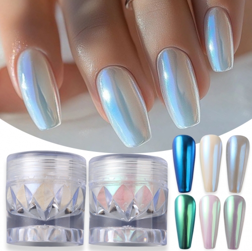 1jar Aurora Pearl Chrome Nail Glitter Powder Moonlight Mirror Mermaid Wedding Fairy Manicure Decor Aurora Pearl Chrome