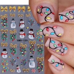 1Pcs 3D Christmas Nail Stickers Santa Claus Snowflakes Snowman Bow Embossed Nail Decals Winter New Year Manicure Decor Sliders Nail Sticker