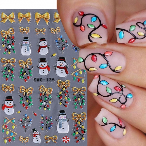 1Pcs 3D Christmas Nail Stickers Santa Claus Snowflakes Snowman Bow Embossed Nail Decals Winter New Year Manicure Decor Sliders Nail Sticker