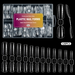 1Box New 2in1 Dual Forms Nails Mold Full Cover Poly Nail Gel Extension Almond Square Acrylic Nail False Tips Top Forms Nail Tips