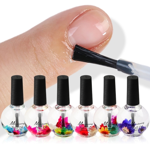 1Bottle Flower Nail Nutrition Oil Liquid Nail Treatments Edge Barbs Cuticle Revitalizer NailCare Pen Transparent Nail Repair Tools