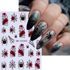 1pcs Halloween Nail Stickers Self Adhesive Cartoon Bat Skull Pumpkin Spider Web Butterfly Design Nail Decals DIY Manicure Decor