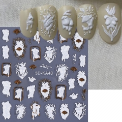 1pcs 5D Santa Claus Christmas Nail Stickers Cute Embossed Snowman Elk Nail Art Charms Decals DIY Xmas Nail Decor﻿﻿