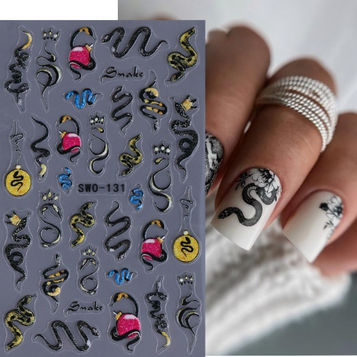 1pcs Halloween Nail Stickers Snake Moon Spider Web Crow Skull Rose Textured Nail Decals Sliders DIY Manicure Decoration