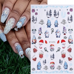 1Pcs Christmas Nail Stickers 3D Cartoon Santa Claus Snowman Elk Xmas Tree Nail Slider Decals DIY Winter Gift Manicure Decoration Nail Sticker