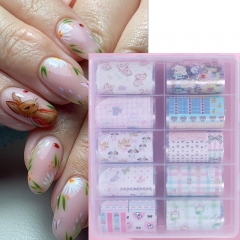 1box Cute Rabbit Flower Bowknot Nail Foils Transfer Paper Nail Art Stickers Manicure Set Decal Nails Decoration