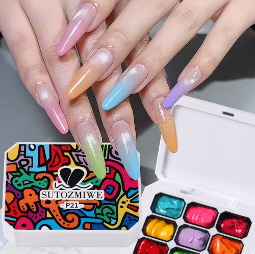 1box Pat Ombre Gel Nail Polish Easy Gradient Painting Gel for DIY French Nail Manicure Solid UV Varnishes Paint Art Gel