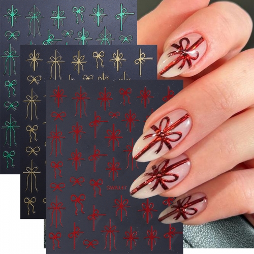 1Pcs Pink Nail Art Stickers Sparkling Star Heart Bowknot Adhesive Sliders Sweet Cool Manicure Decals Decor Nail Sticker