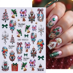 1Pcs Christmas 3D Nail Art Stickers Neon Lamp Bell Love Heart Bow Flower Self Adhesive Decals DIY Manicure Decoration Slider Nail Sticker