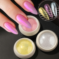 2jars/set White Chrome Solid Pearl Powder Nail Glitter Aurora Mirror Pigment Rubbing Dust Metallic Effect Gel Polish Manicure Decorations