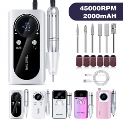1Pcs 45000RPM Rechargeable Electric Nail Drill Machine Professional Nail Drills for Gel Nails Polish Portable Nail File Manicure Tool