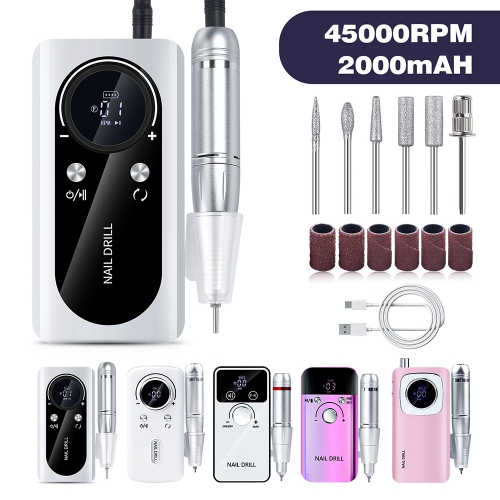 1Pcs 45000RPM Rechargeable Electric Nail Drill Machine Professional Nail Drills for Gel Nails Polish Portable Nail File Manicure Tool