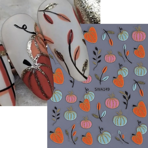 1Pcs Halloween Nail Stickers Cartoon Pumpkin Spider Leaves Lovely Bright Colors Exquisite Nail Stickers Charming Not Easy To Fall Off Nail  Sticker