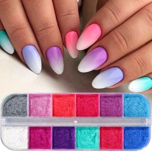 1box Colorful Pearl Mirror Nail Powder Shimmer Mermaid Glitter Fine Chrome Pigment Gradient Manicure Nail Art Rubbing Dust Decor