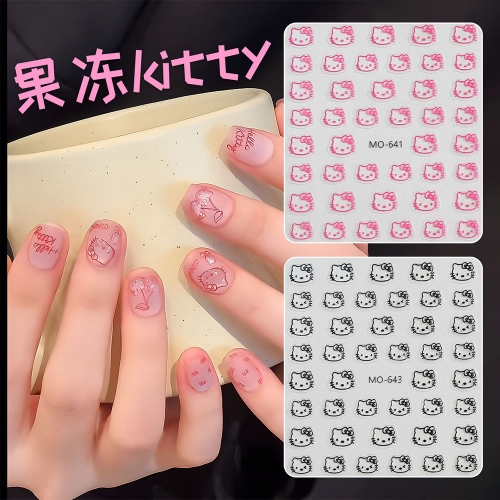 1Pcs Nail sticker HelloKitty Cat Head Heart Cartoon Cute Nail Decal with Adhesive Ornament Back Glue Manicure Sticker