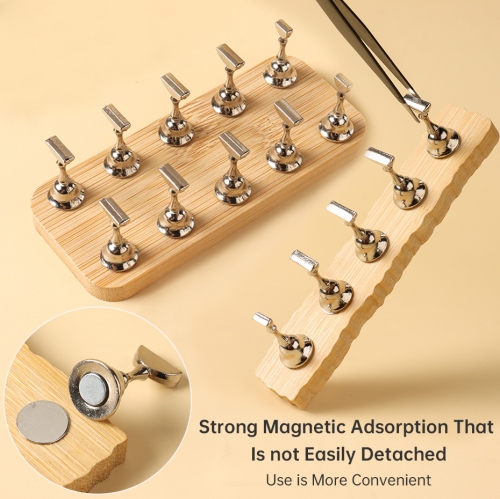 1set Magnetic Nail Practice Stand Strong Magnetic Nail Log Nail Art Practice Form Tips Fake Nail Display Stand Set Holders