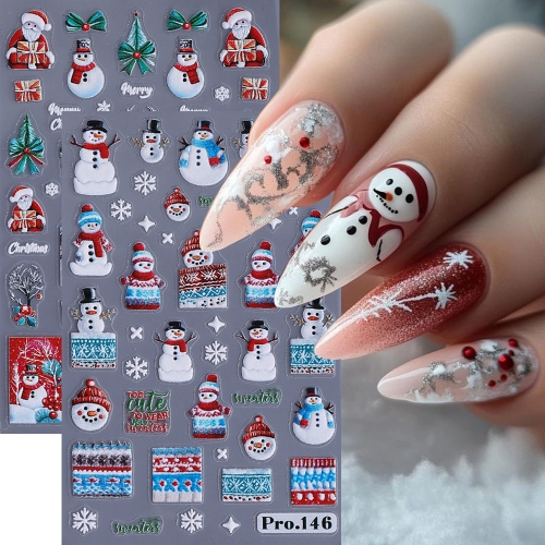 1Pcs New Christmas Nail Stickers Cartoon Santa Claus Bows Nail Supplies Winter Nail Decals DlY Snowflake Christmas Elk Nail Sticker