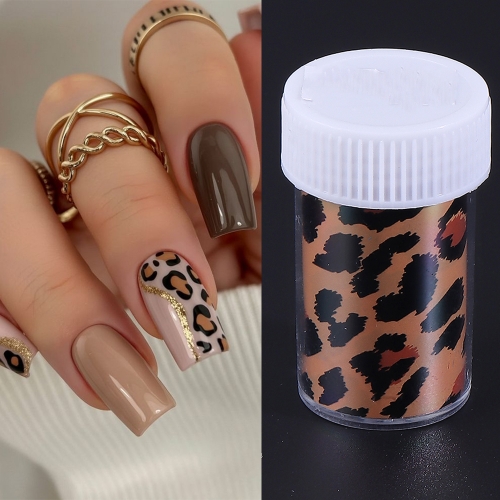 1Bottle Leopard Print Transfer Leopard Print Nail Foils Sticker Sexy Wild Animal Pattern Design Transfer Decals Sliders DIY Nail Decoration