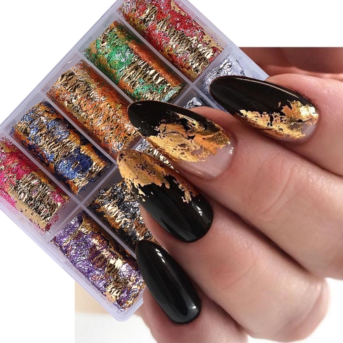 1Box Golden Silver Aluminum Nail Foils Paper Nail Art Sticker Decals 3D Mesh Line DIY Design Adhesive Manicure Decorations